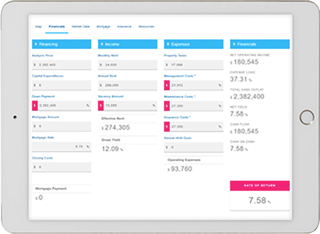 Screenshot of the Investor Marketplace Financial Calculator